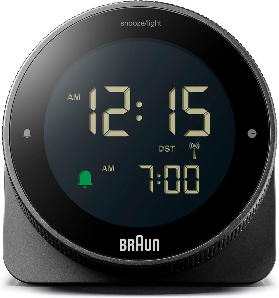 Amazon.de: Braun digitaler Funkwecker für die mitteleuropäische Zeitzone (DCF) mit Schlummerfunktion, umgekehrtem LCD-Display, drehbarer Lünette für schnelle Zeiteinstellung, Schwarz, BC24B-DCF